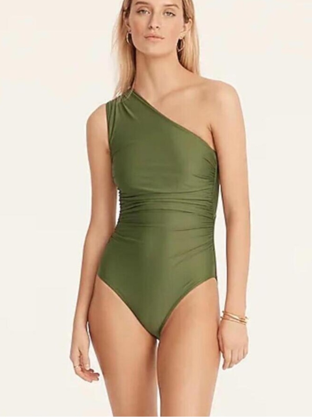 🆕 J. Crew Olive Green Swimsuit Asymmetrical One Piece SAFARI NEW NWT 18 Plus SZ